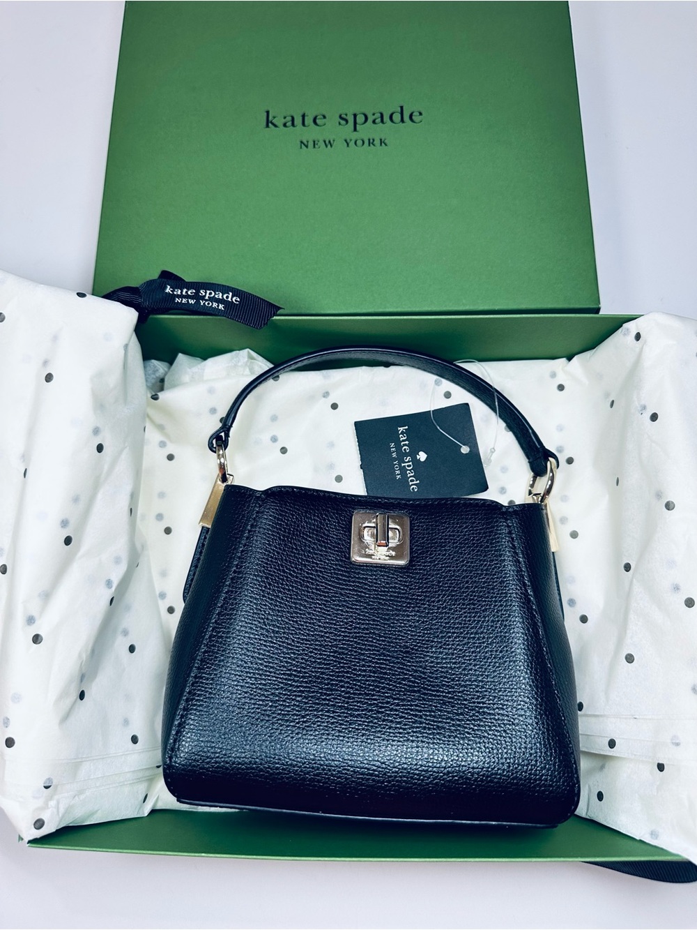 NWT Kate Spade Phoebe Mini Top Handle Crossbody Black Leather KI924 Gift Box - Picture 15 of 16